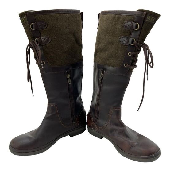 UGG Elsa Tall Waterproof Leather and Wool Riding Boots Size 8 - Picture 6 of 13